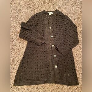 Women’s Size Large (14) Olive Green Knit Cardigan Sweater